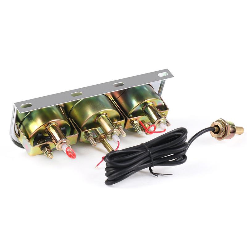 Triple Auto Gauge Set Oil Pressure Water Temp Amp Meter 2" Chrome Panel with White Face TT101324