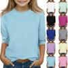 Children's 3/4 Sleeve O-neck Top Solid Color Daily Casual
