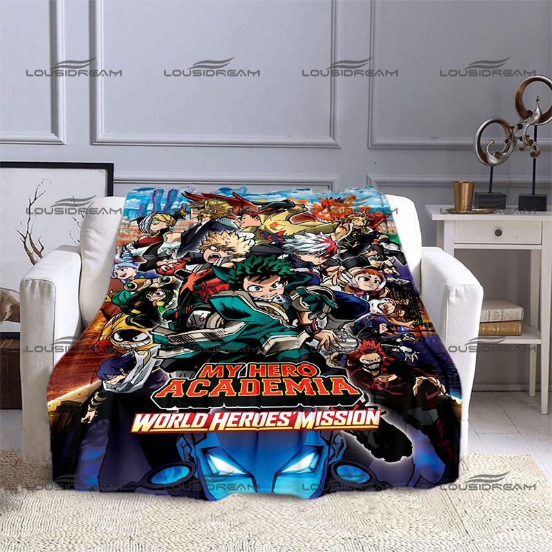 Cartoon Animation Pattern Blanket My Hero Academia Warm Flannel Thin Blanket Portable Home Travel Office Lunch Break Blanket
