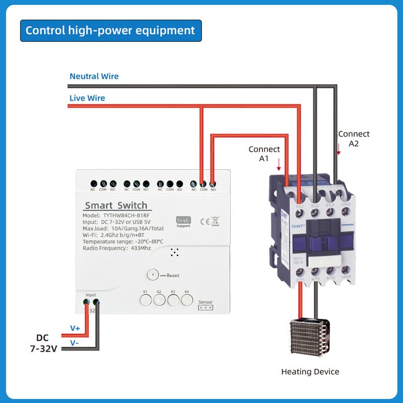 DC 7-32V Tuya Умное WiFi 4-канальное реле с датчиком температуры и влажности Пассивный переключатель с сухим контактом Совместимо с Alexa Alice