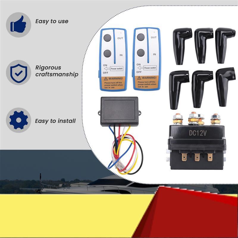 12V 500A Winch Solenoid Relay Contactor+ Wireless Winch Remote Control Kit For Truck Jeep ATV 5500-12000Lbs Winch (500A)-M53K