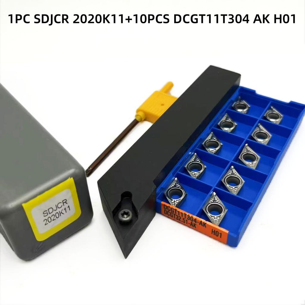 DCMT11T304 Для наружного токарного инструмента SDJCR SDJCR1212H11 SDJCR1616H11 Держатель инструмента DCMT11 Твердосплавная пластина Набор токарных режущих инструментов