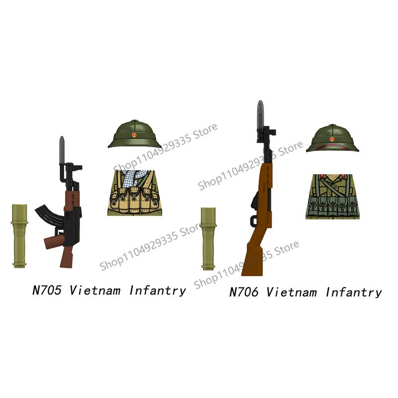 N683-688 N701-706 US Army Soldier Figures Building Blocks Ranger Vietnam Infantry Grunt Gun Helmet Accessories Bricks Toys Gifts