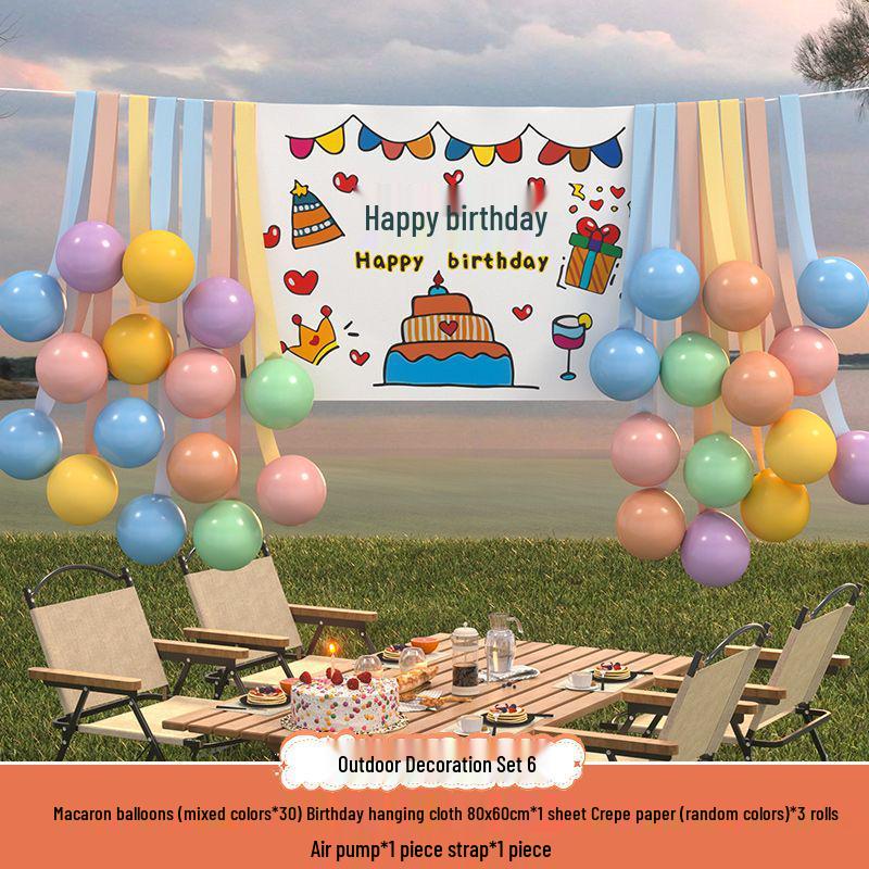 Сяохуншу Первый день рождения Кемпинг Вечеринка Шары и Баннер для Детей