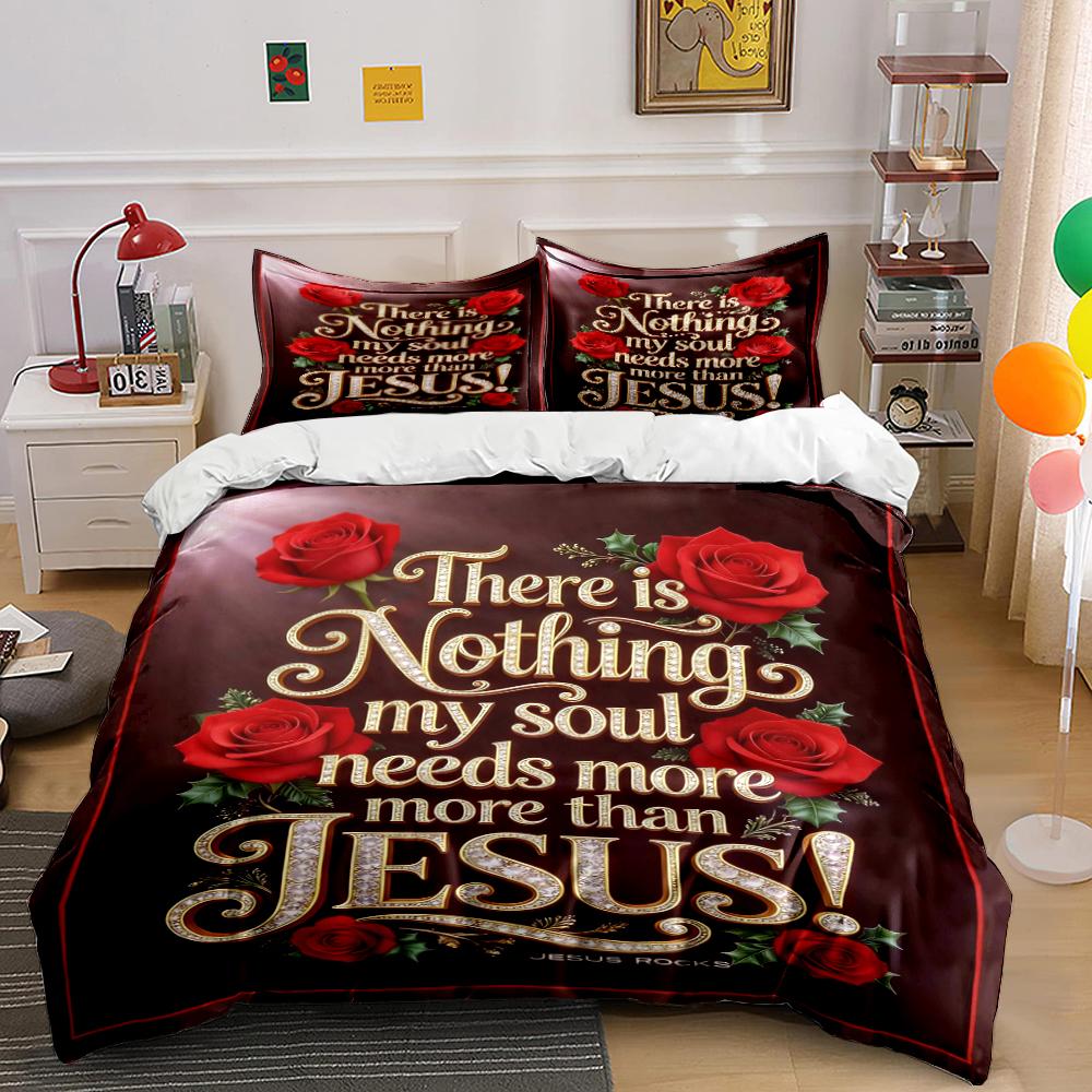"There Is Nothing My Soul Needs Jesus Set" Bedding set (1 duvet cover, 2 pillowcases, duvet not included)