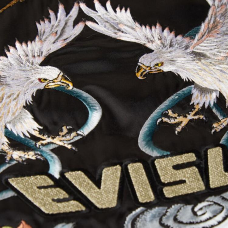 Evisu Double Eagle Logo Embroidered Long Sleeve Jacket Women jackets Black 2EAHTW0JK735XX