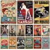Garage Car Retro Decorative House Metal Sign Plate Posters On The Wall Tin Sign Vintage Poster Decor Wall Art Room Decoration