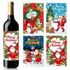 8Pcs Styles Adhesive Happy New Year Merry Christmas Santa Claus Snowman Wine Bottle Stickers Party Table Decoration