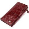 Capacious Vertical Women's Cat Made of Genuine Leather with Crocodile Embossing CANPELLINI Wallet 21644 Burgundy