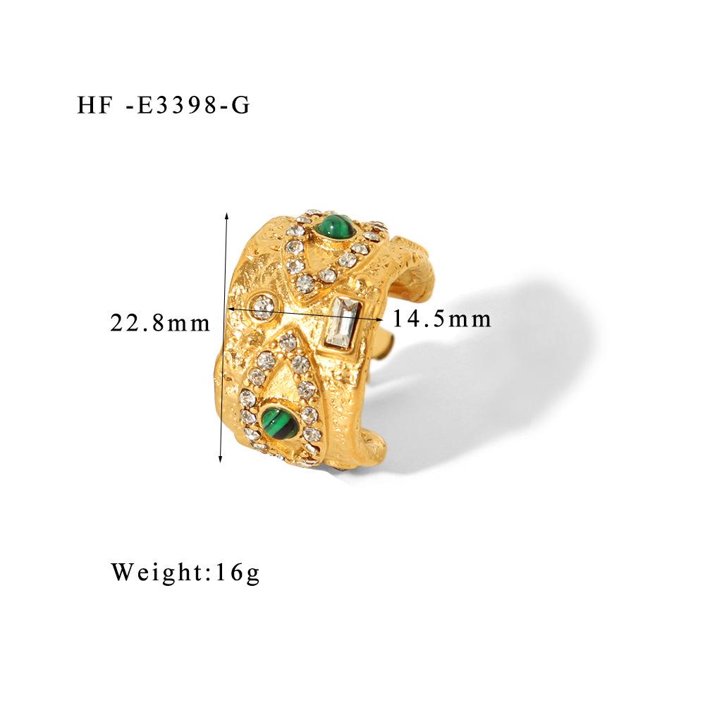 Браслет-манжета из 18-каратного золота с малахитовым «ангельским глазом» и текстурированной квадратной пластиной