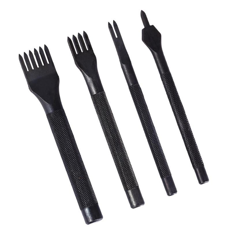 4Pcs/Set 1/2/4/6 Prong Leather Punch Chisel Hole Punches Stitching Craft Tools 3mm/4mm/5mm