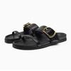 TRAF Casual Outdoor Slippers For Women 2024 Summer Round Toe Flat Slipper Sandals Metal Buckles Wide Straps Flatform Women Shoes