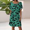 Women's Fashion Short Sleeve Dress With Pockets Floral Print Casual Beach Dress