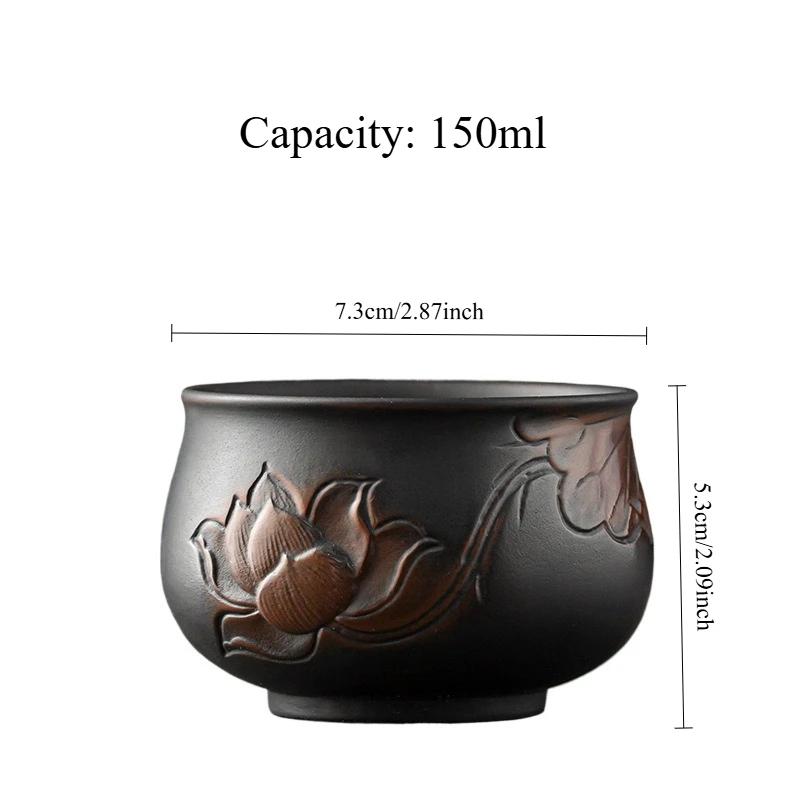 Чашка для чая из фиолетовой глины ручной работы - Премиальная керамическая мастер-чашка для чая Дзен, Одинарная чайная пиала и Роскошные подарки