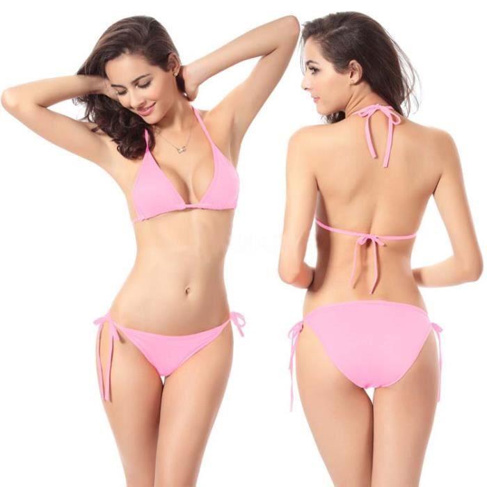 Two-piece Swimsuit - Demark - Sexy Bikini - Triangle Top - Pink Color - Size L