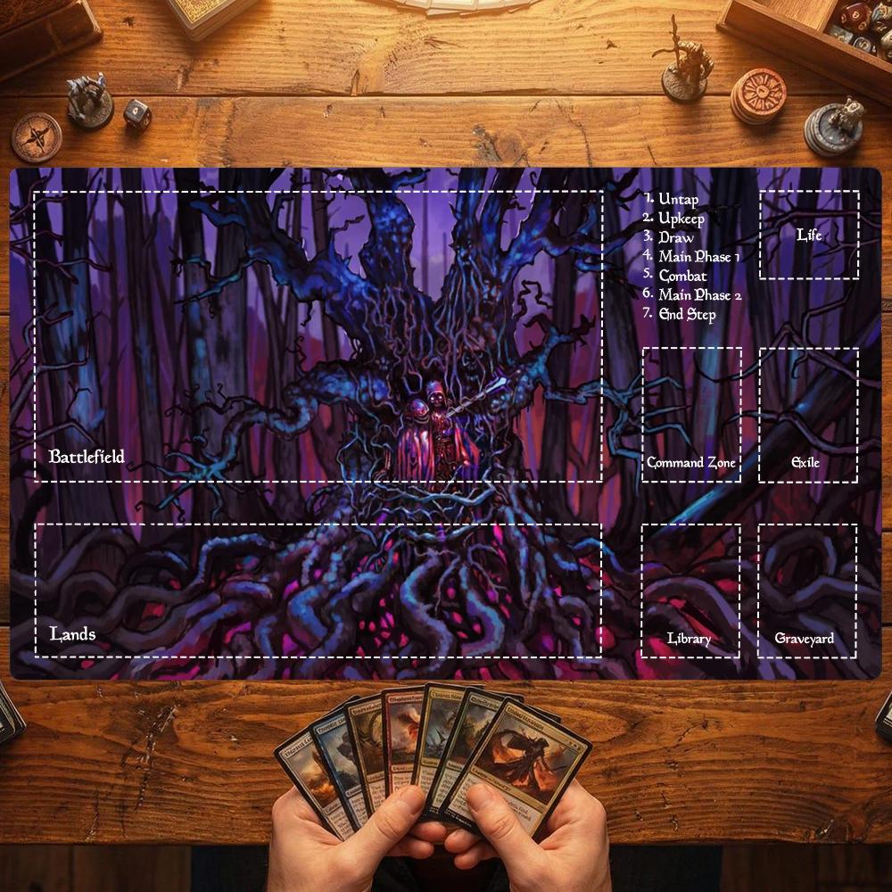 Ocean World Mouse Pad Card Playmat Stitched with Magic Zones Game Mats Tabletop for MTG/TCG Card Battle Commander Gaming Mat
