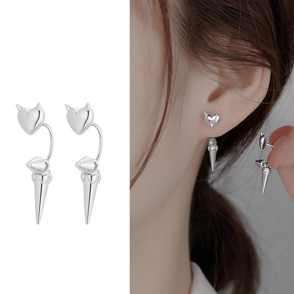 Готические серьги-гвоздики в форме сердца с надписью Love, универсальные серьги-гвоздики в форме сердца, украшения в виде дьявола, для повседневной носки, свиданий, вечеринок