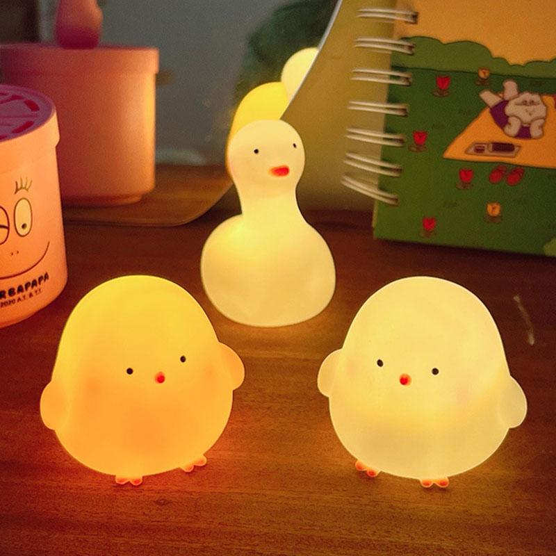 1PC New Duck Cute Decoration Cartoon Chick Mini Night Light Kids Bedroom Sleep Fairy Lamp Gifts Night Lamp