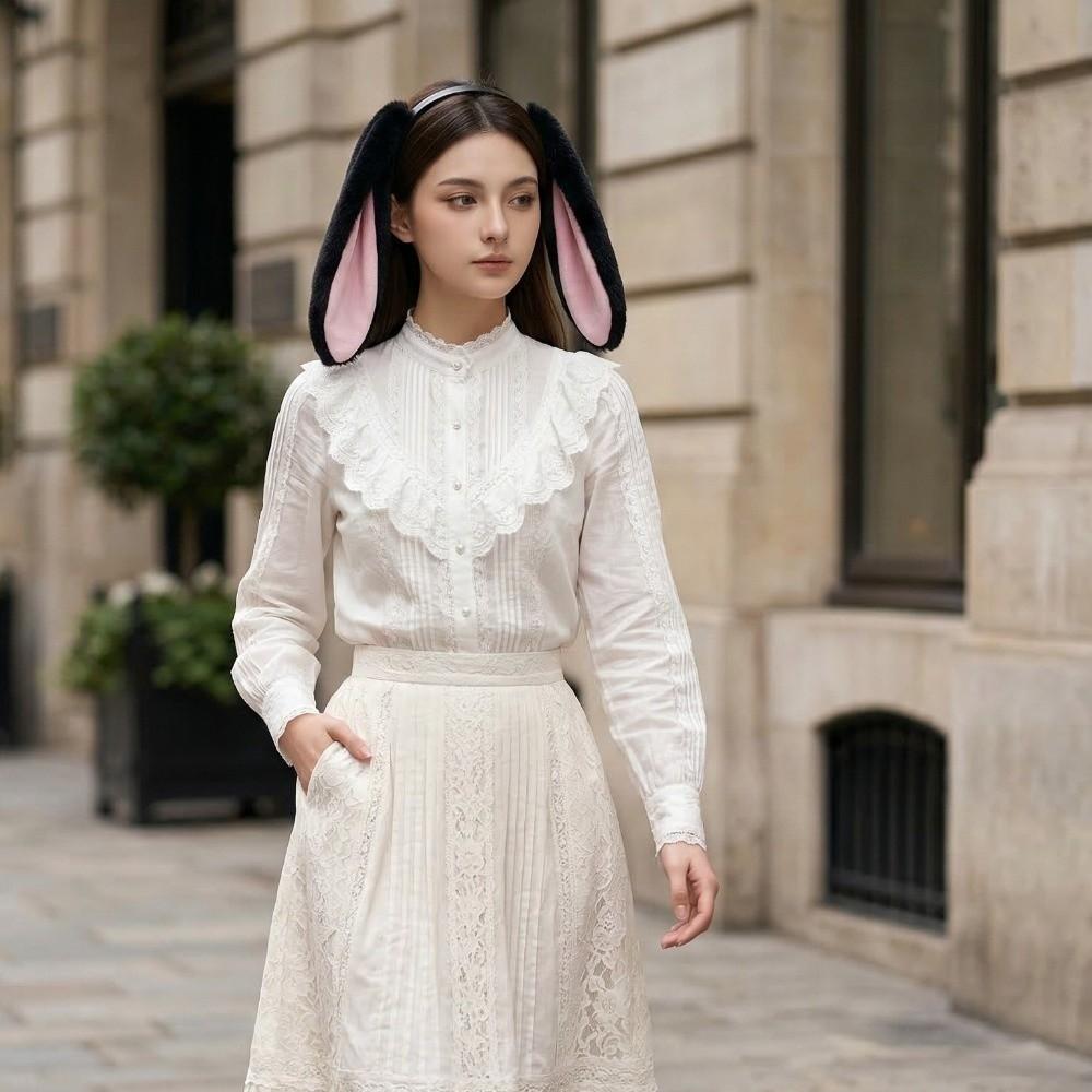 Soft Bunny Ears Headband Lop-eared Plush Headwear Elegant Easter Rabbit Hair Hoop Events