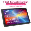7-дюймовый портативный монитор 1024x600 IPS LCD HDMI-совместимый VGA AV-вход Питание DC Type-C Экран для ПК Ноутбука Камеры