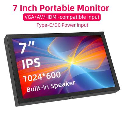 7-дюймовый портативный монитор 1024x600 IPS LCD HDMI-совместимый VGA AV-вход Питание DC Type-C Экран для ПК Ноутбука Камеры