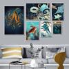 Abstract Marine Life Whale Octopus Canvas Painting Ocean Animals Prints Posters Wall Art Picture Living Room Home Decor No Frame