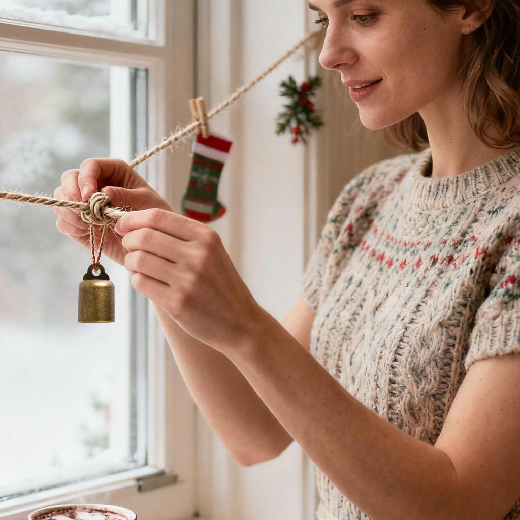 Винтажные колокольчики из пеньковой веревки подходят для украшения рождественской елки.