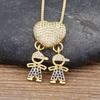Nidin Luxury Fashion Girls Boys Inlaid Crystal Zircon Pendant Romantic Heart Necklace Exquisite Mother's Day Jewelry Gift