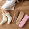 1 Pair Winter Warm Women Floor Socks Solid Color Plush Soft Non-slip Home Thickened Thermal Carpet Sock