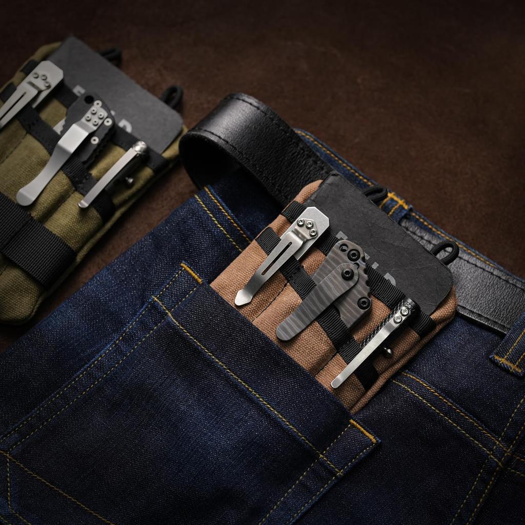 VIPERADE EDC Waxed Canvas Pocket EDC Pocket Organizer Pouch for 3 Tool Slots and 1 Zipper Perfect for EDC Gear VE1-OW Pouch, Organizer, Men, Pocket,