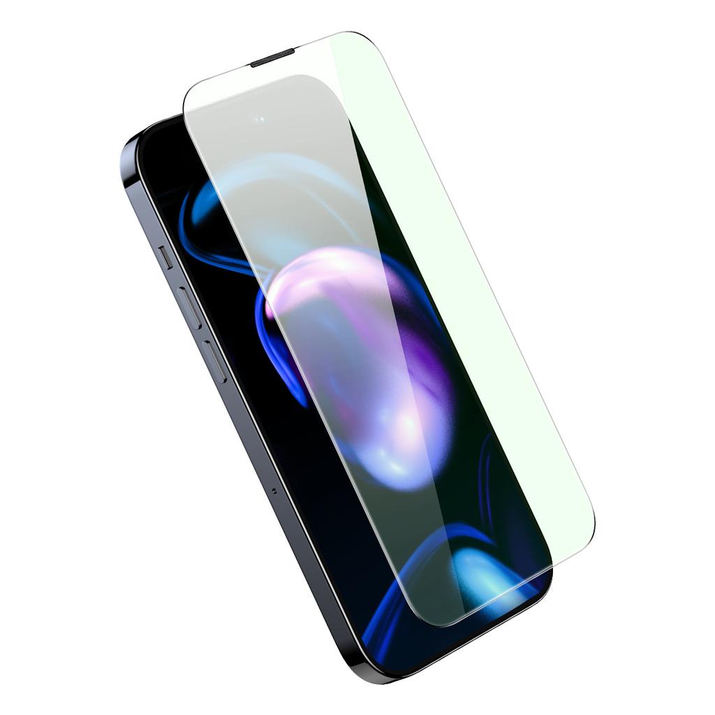 Baseus Full-Cover Tempered Glass for iPhone 14 Pro, 0.3mm, Anti-Blue Light & Speaker Guard, Easy Align Frame