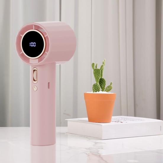 Handheld Cooling Fan 100-Speed Adjustable LCD Display USB Rechargeable Cooler Fan Summer Portable