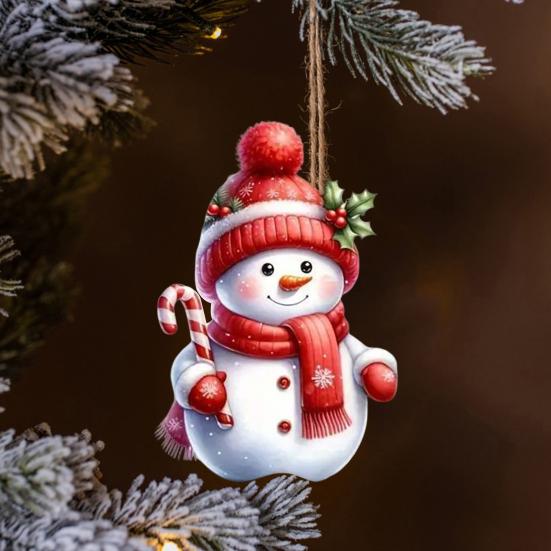 Снеговик Рождественское украшение на елку Акриловый мультяшный снеговик Подвесное украшение для зеркала заднего вида автомобиля Окно Рождественская елка Декор для вечеринки