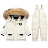 Toddler Snowsuit Boy Baby Winter Coat Girl Snow Pants and Jackets Bib 1-2-3-4-5T Kid White Pink