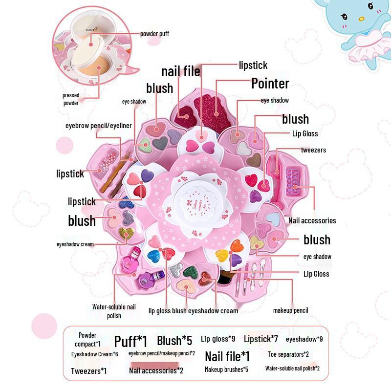 Детский набор для макияжа: Лак для ногтей, помада, тени для век для сцены и ролевых игр