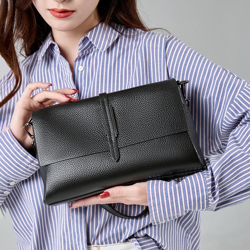 Cowhide Shoulder Bag Women's New Leather Women's Bag Retro Temperament Commuter Bag Niche Versatile Messenger Bag
