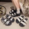 Thick-soled Heightening Roman Sandals Women's Summer 2024 New Fashion Belt Buckle Muffin Bottom Non-slip Beach Shoes Women
