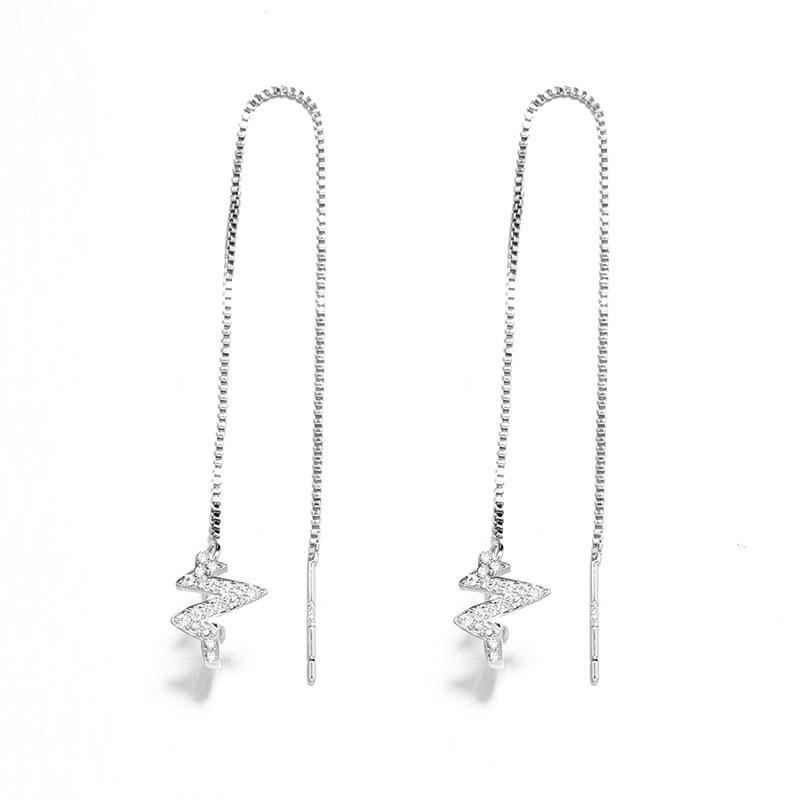 Цельные серьги Flash Diamond Heartbeat Ear Line, женские серьги Flash Diamond Wave с кисточками