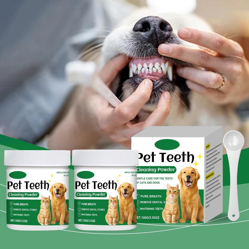 Pet Cleaning Powder Large Capacity 3.53 Oz Dog Cleaning Powder, Fresh Breath , Dog Care Improves Oral And Gastrointestinal Health