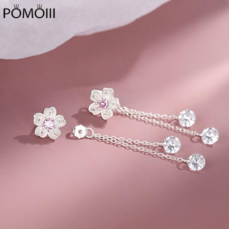 Серьги-подвески с кисточками из стерлингового серебра 925 пробы в виде цветущей вишни для женщин и девушек, элегантные корейские украшения для вечеринки, подарок