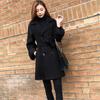 Новое шерстяное пальто в корейском стиле с узкой талией, женский костюмный воротник, высококачественное маленькое шерстяное пальто средней длины, пальто-тренчкот на осень и зиму