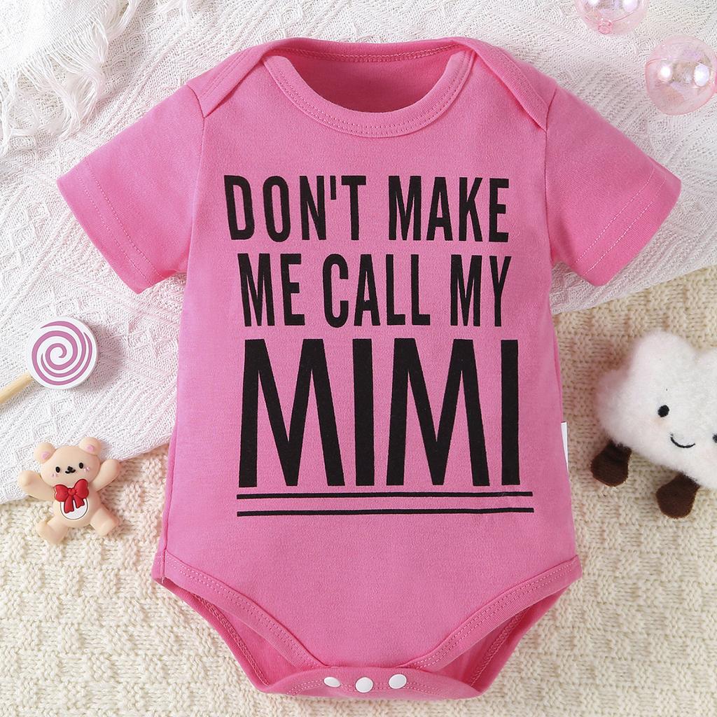 Хлопковый комбинезон для младенцев с принтом «Don't Make Me Call My Mimi» с короткими рукавами, милый комбинезон