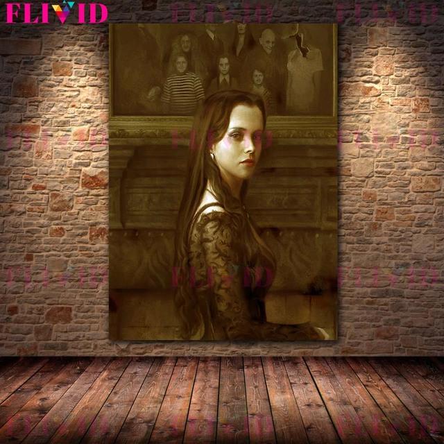 Ужасная готическая девушка, винтажная настенная живопись маслом, коробка Пандоры, художественный постер и печатное украшение для дома «Маленькая ведьма»