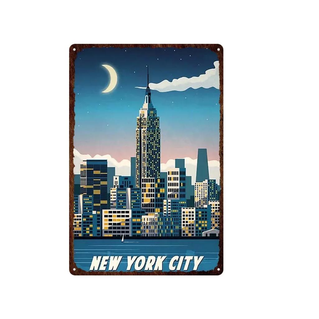 Aloha Philippines Brooklyn Vatican Bangkok Metal Plate Painting Iron Tin Sign Wall Art Picture For Garden Living Room Home Decor