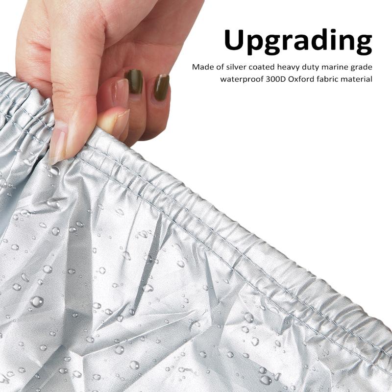 Boat Cover Yacht Outdoor Protection Waterproof Heavy Duty Silver Reflective Fits V-HULL TRI-HULL Runabouts and Bass Boats
