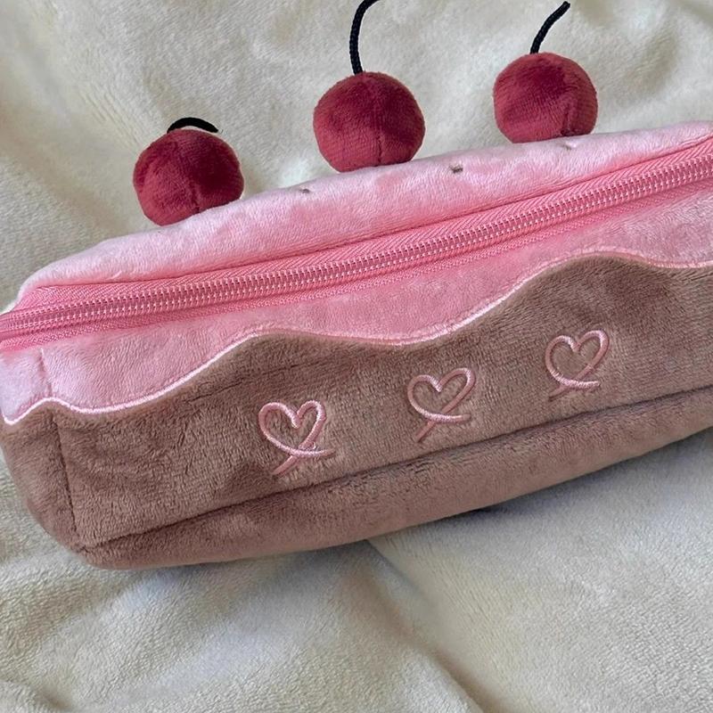 Милая плюшевая сумка для ручек Cherry Cake Изысканное хранилище Большая емкость