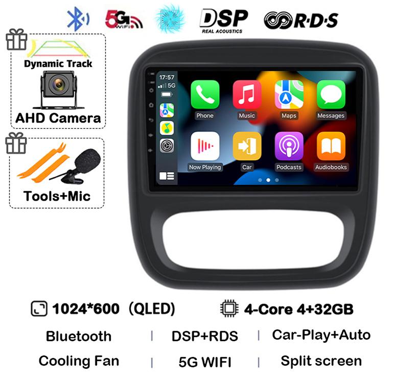 Android 14 Carplay Auto для Renault Trafic 3 2014-2021 Opel Vivaro B 2014-2018 BT Авторадио GPS Мультимедийный Плеер Стерео WIFI+4G