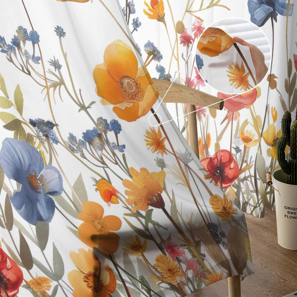 Цветы Растения Акварель Листья Прозрачные Шторы для Украшения Гостиной Оконные Шторы Кухня Тюль Вуаль Органза Шторы