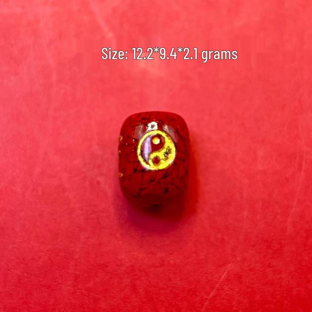 Original Gold-Plated Cinnabar Turtle Shell Fu Plaque and Gourd Pouch Accessories