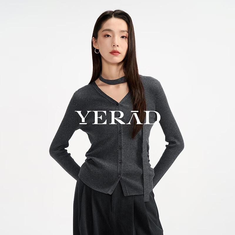Женский вязаный топ YERAD с V-образным вырезом и длинным рукавом из смесовой шерсти